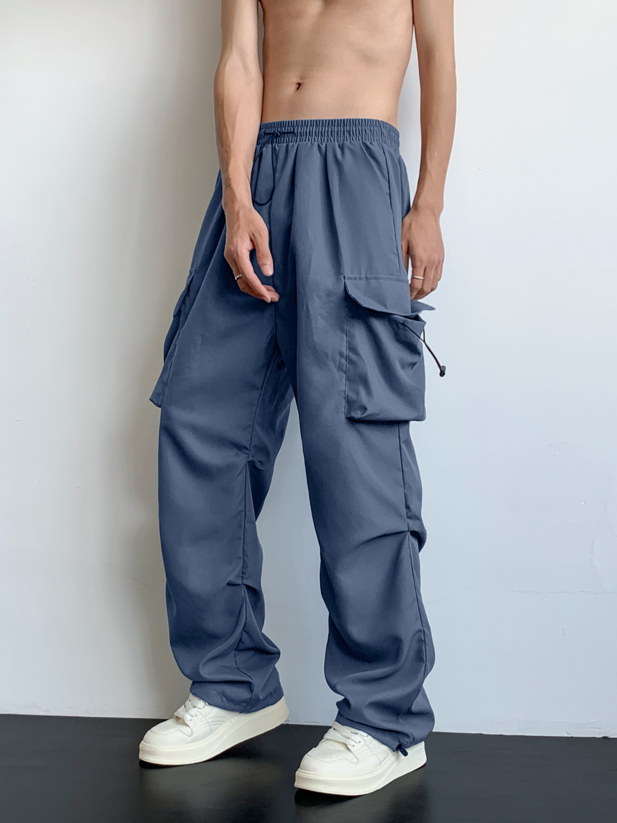 Loose Fit Multi Pocket Cargo Pants, Men's Casual Hip Hop Style Wide Leg  Pants For Spring Summer Outdoor