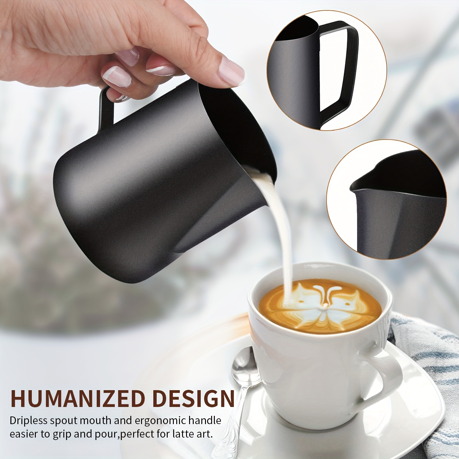 Stainless Steel Coffee Pitcher Cup With Scale Latte Art Cup - Temu