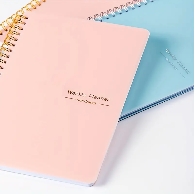 2pcs A5 Planner Daily Weekly Time Planner Coil Notepad Memo Diary Agenda Book Work Study Arrangement Office Supplies Learning Supplies 52 Sheets 104 Pages details 8