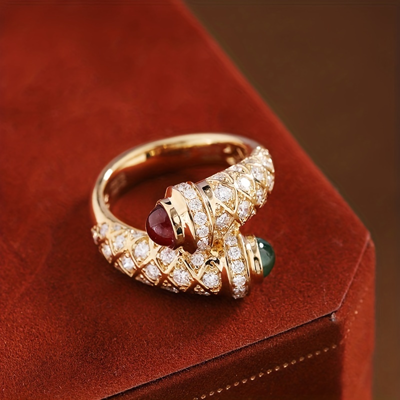 Boho Style Wrap Ring Nail Shape Inlaid Zircon