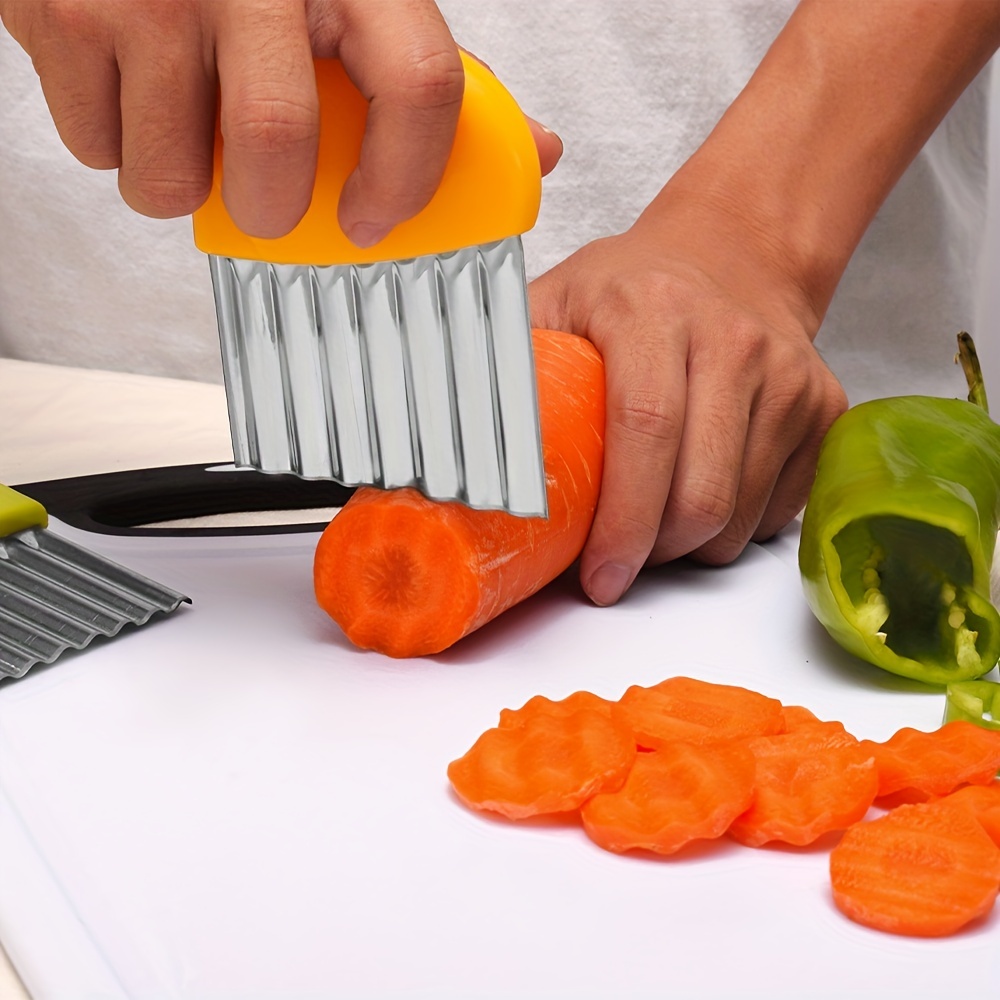Dropship Wide Crinkle Cutter Stainless Steel Wave Cutter Cutting Tool Salad  Chopping Knife Potato Carrot Fruits Vegetable Slicer Kitchen Gadget Tool  ESG12204 to Sell Online at a Lower Price