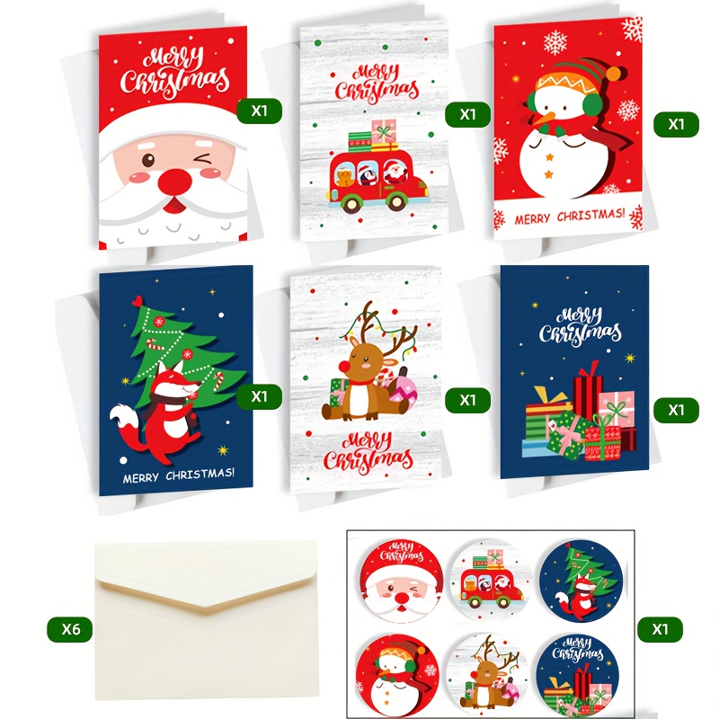 Christmas Card Cartoon Cute Christmas Tree Gift Card Elk - Temu