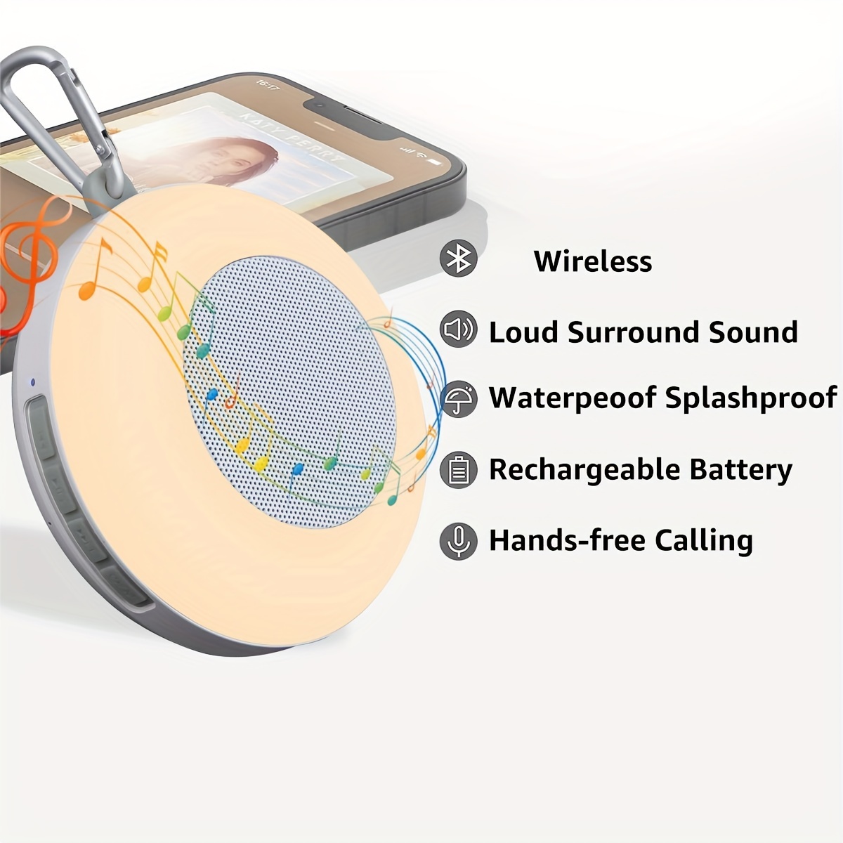 Altavoz Bluetooth portátil, altavoz de ducha impermeable Lenrue Ipx5 con  estéreo de alta definición, 8 horas de tiempo de juego, micrófono  incorporado, ventosa