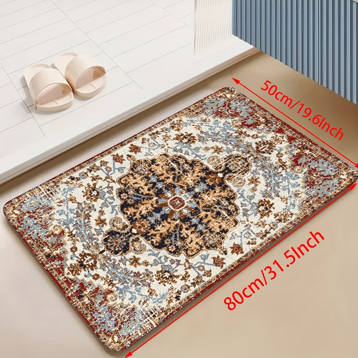 OPLJ 3D Stone Floor Mats puerta alfombra cocina alfombra antideslizante  lavable alfombras para cocina absorbente felpudo A11 23.6x70.9 in