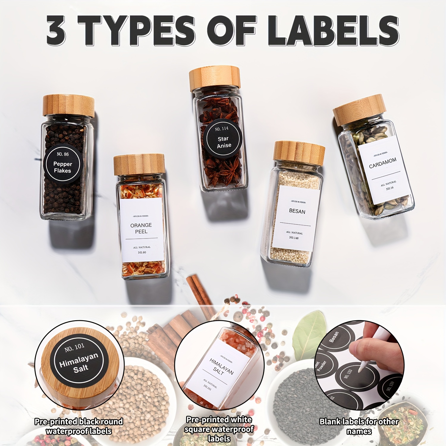 spice jars with labels 4 oz