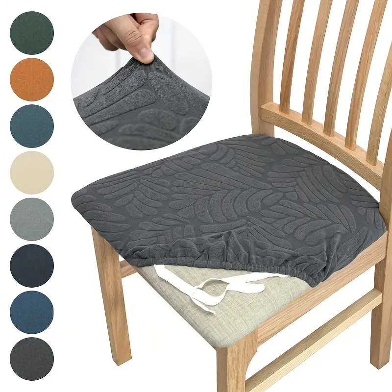 Stylish Large Leaf Pattern Stretch Chair Cushion Cover For Home