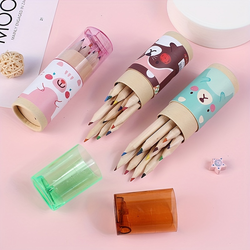 12pcs Bear Pencils Set with Sharpener, Art Supplies for Coloring Drawing