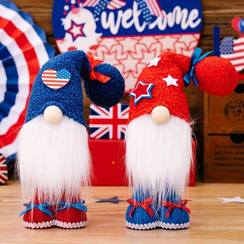 Sdjma 4th of July Patriotic Gnomes for Memorial Day Decorations American Flag Star Stripes Gnomes Swedish Tomte Elf Dwarf Gift for Independence