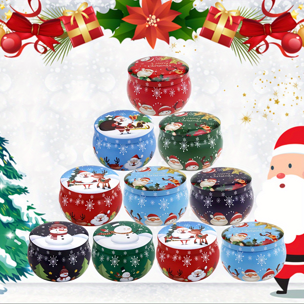 12pcs Christmas Theme Scented Boxes Empty Aromatherapy Small Tins -  AliExpress