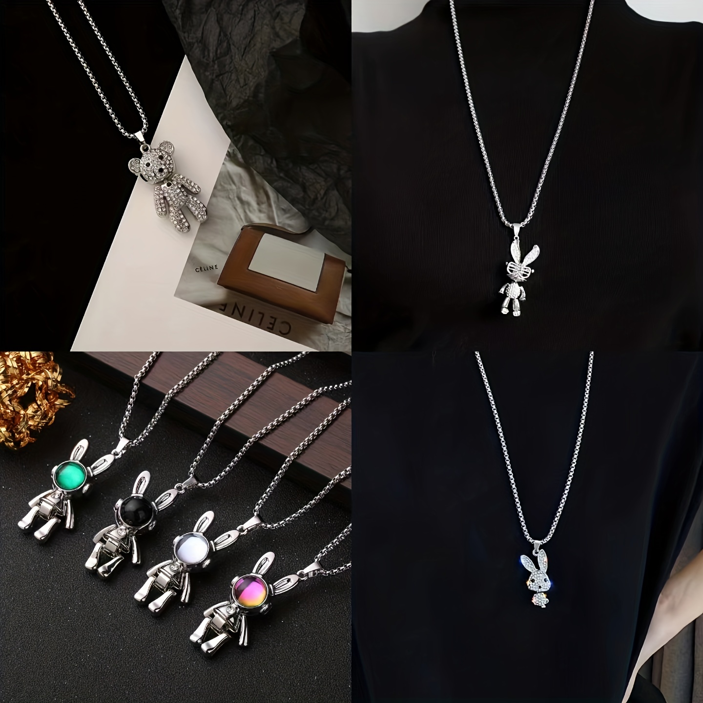 2022 New Rabbit Astronaut Necklace for Women Sweet Cool Fashion Sweater  Chain Necklace Hip Hop Pendant Necklace Party Jewelry - AliExpress