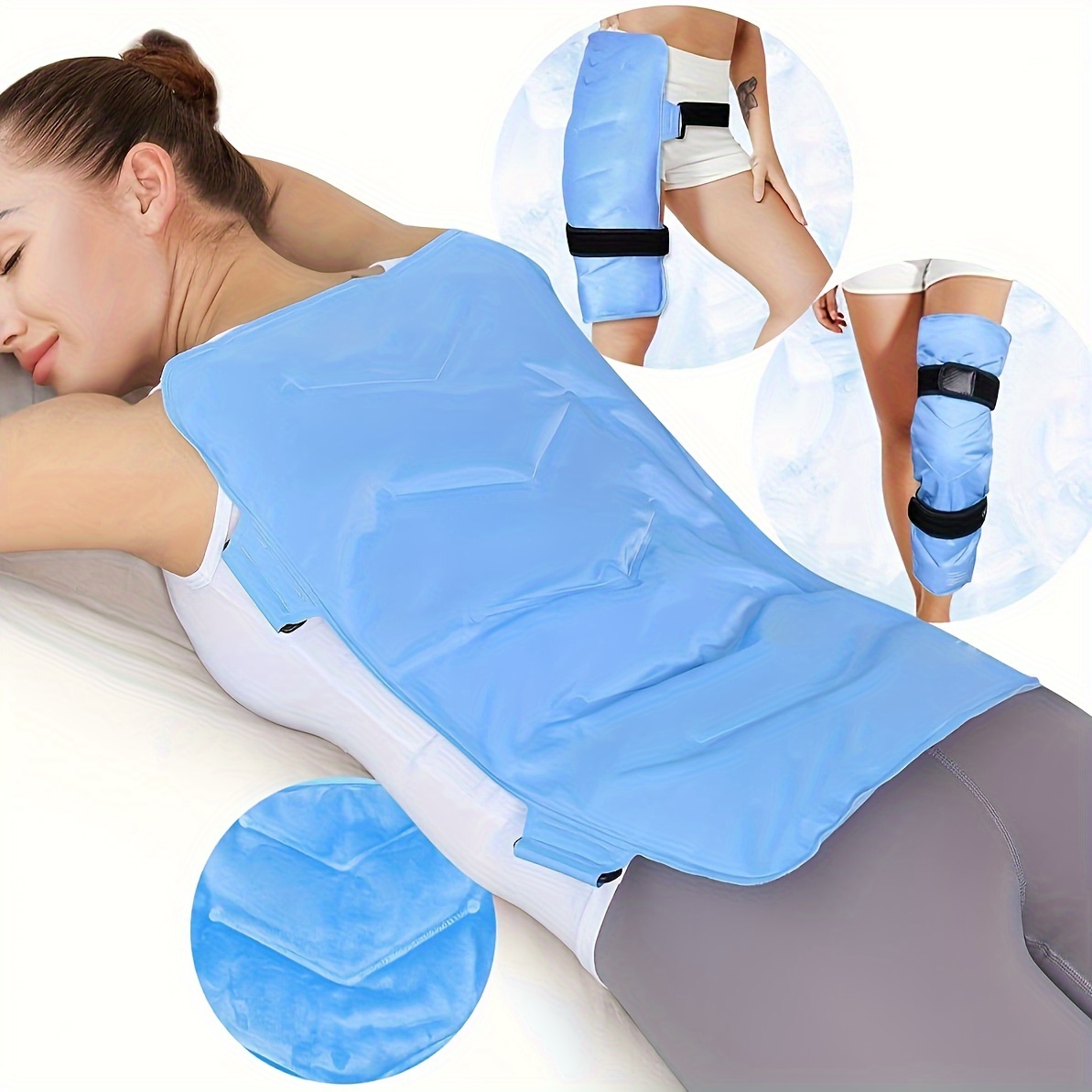 Bolsa de hielo para aliviar el dolor con correa de compresión para terapia  de calor y frío, paquete de gel reutilizable de larga duración para