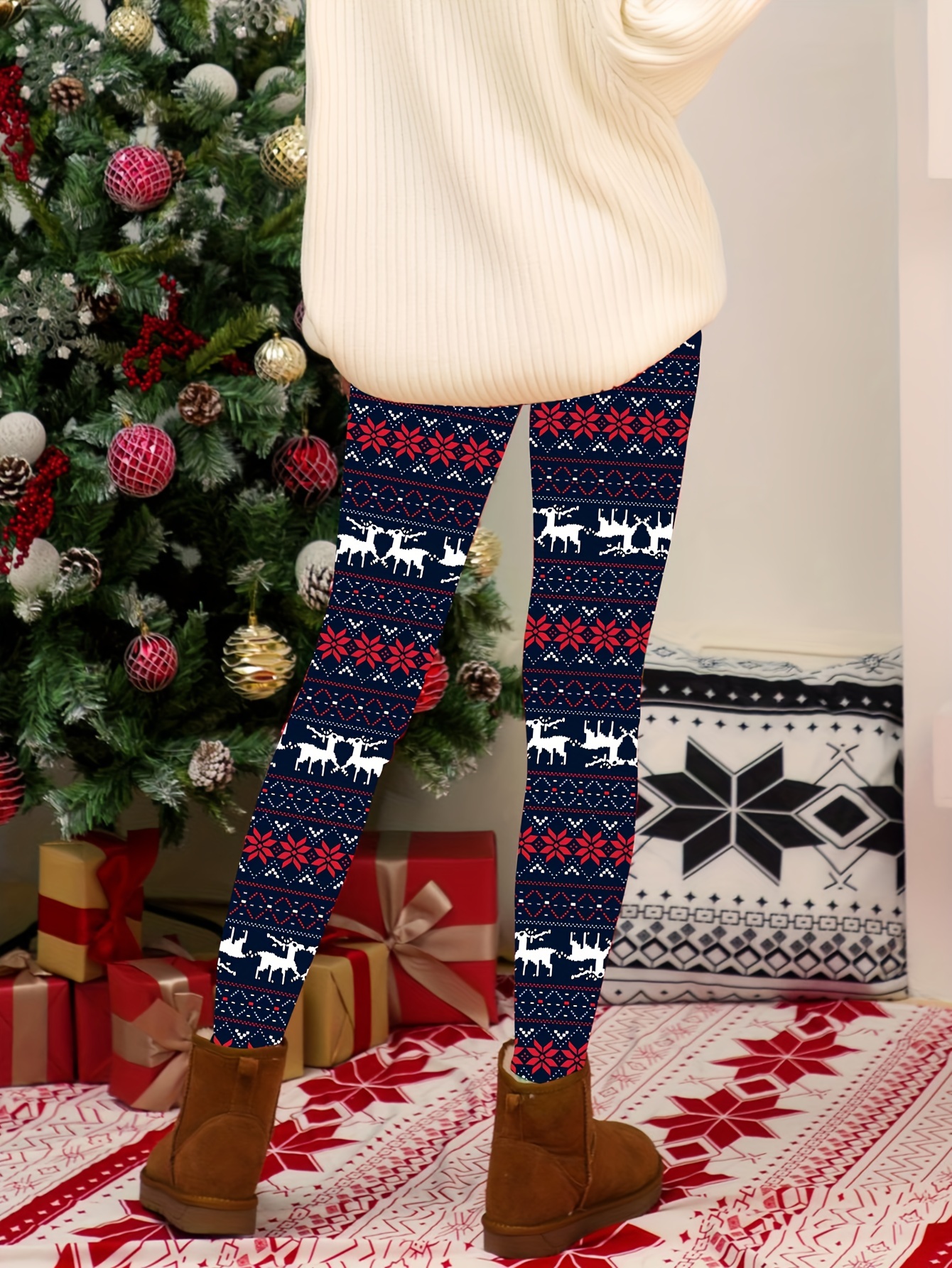 Blue Snowflake Christmas Leggings