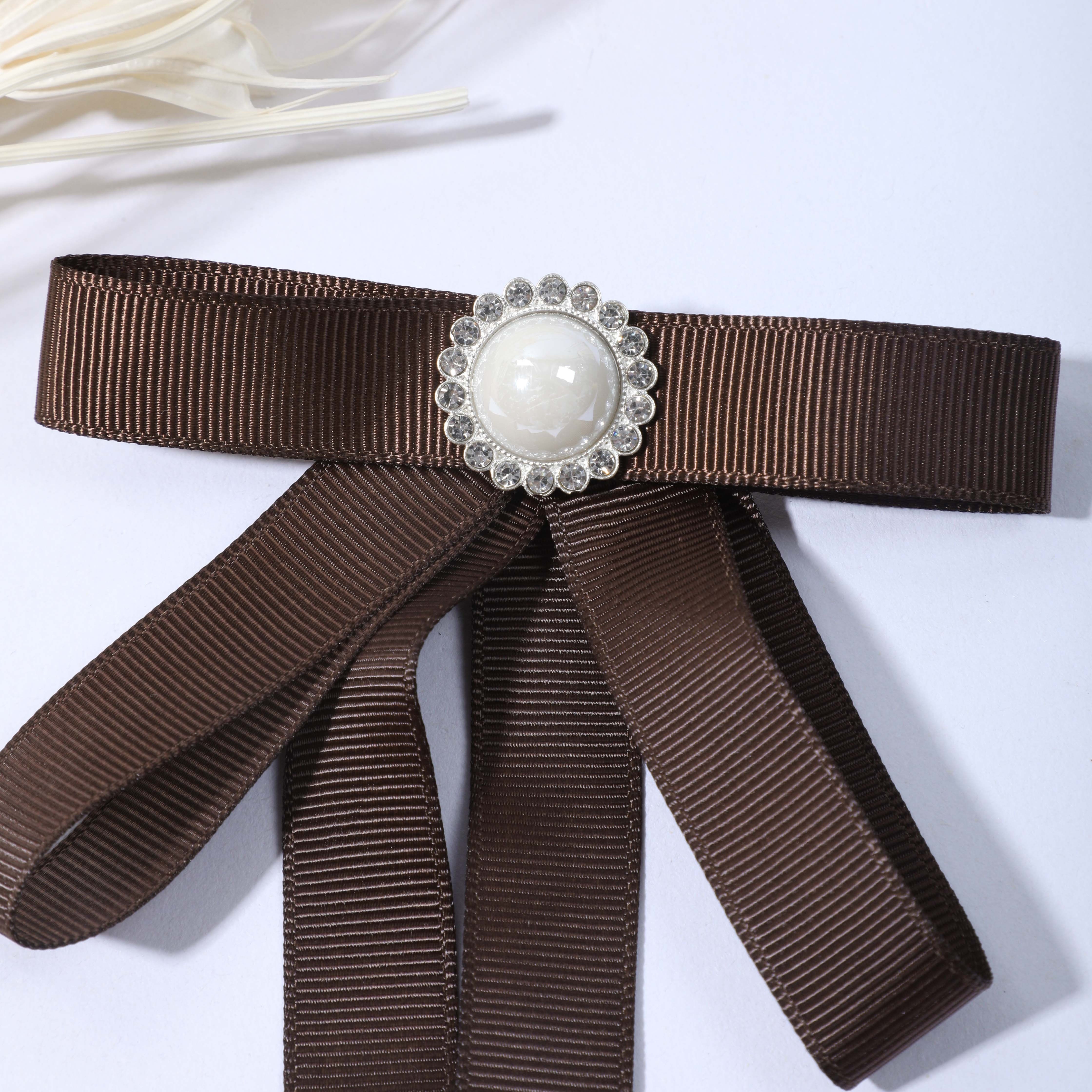 Women Striped Bow Brooch Multilayer Ribbon Brooches Fashion
