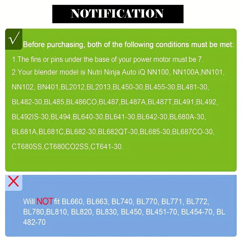 7 Fin Gears Replacement Blender Blade Fit Ninja BN751 BN801 BL450-30  BL456-30 BL454-30 Auto iQ Pro BL685 BL482-30 BL491 BL682-30 BL642 32oz 24oz  18oz