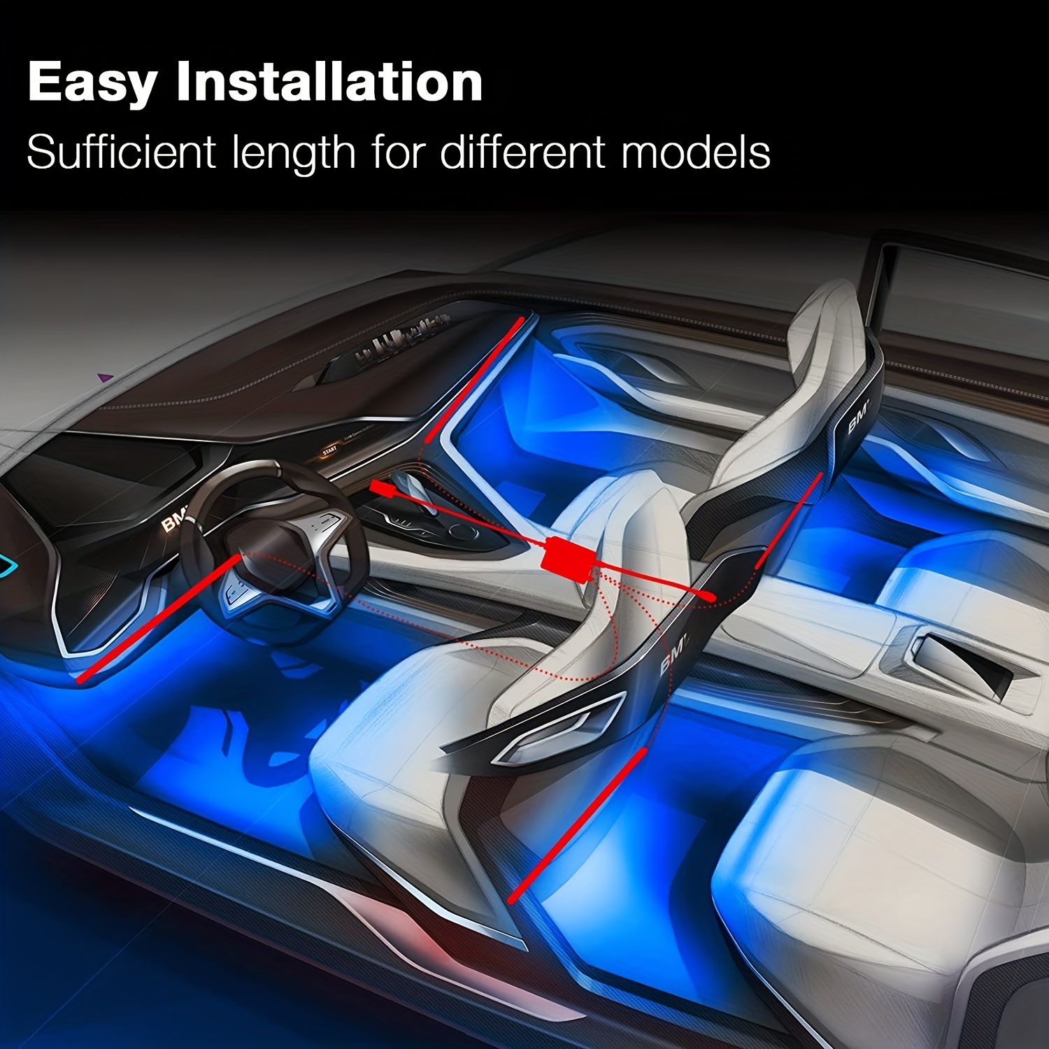 48 Leds Interior Car Lights With Smart App Control Dc12v - Temu