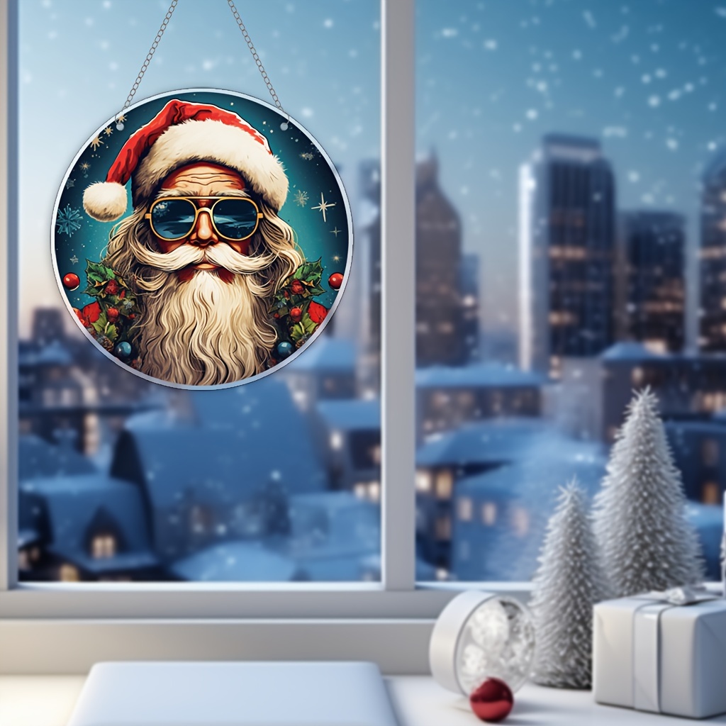 Cute Santa Claus Window Design Painted Pendants Christmas - Temu