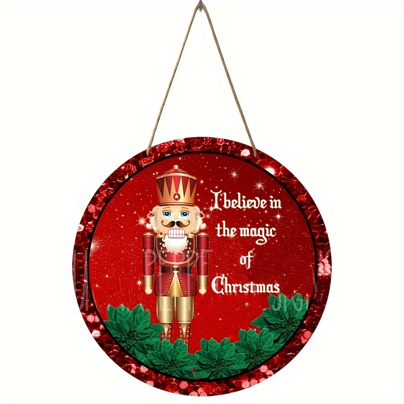 Christmas , Fun Decor, Front Door Sign, Circular Wreath Sign, Wooden