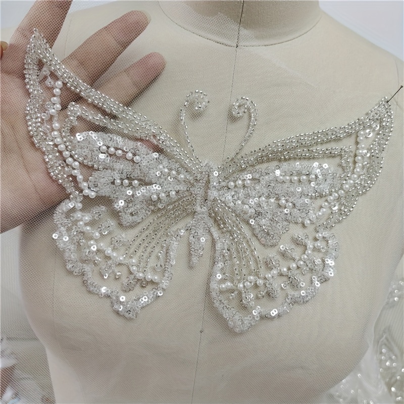 1pc Bead Sequined Pearl Handmade Jewelry Lace Flower Patch Applique