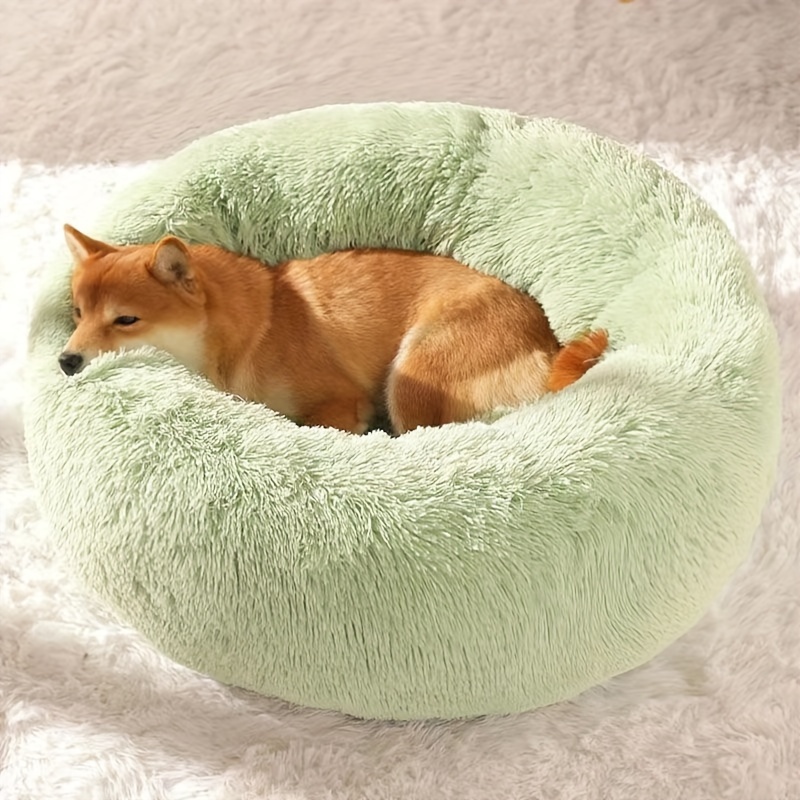 

1pc Cozy Round Pet Bed For Cats And Small Dogs, Soft Sleeping Kennel Long Plush Cat And Dog Kennel Mat, Animals Sleeping Sofa