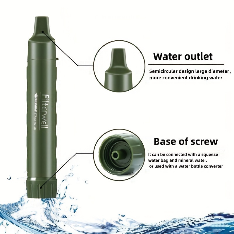 Membrane Solutions Camo Personal Water Filter Straw – 0.1 Micron, 1500L Capacity