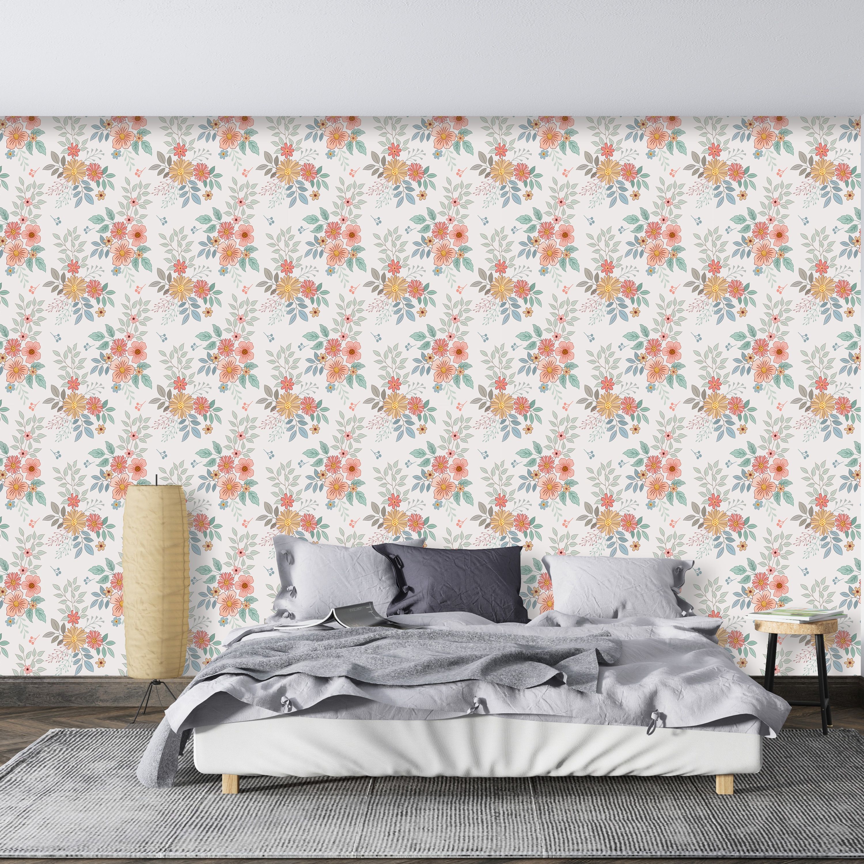 1pc removable sticker modern art floral wallpaper removable waterproof for bedroom living room decor home decor room decor sticker packs details 5