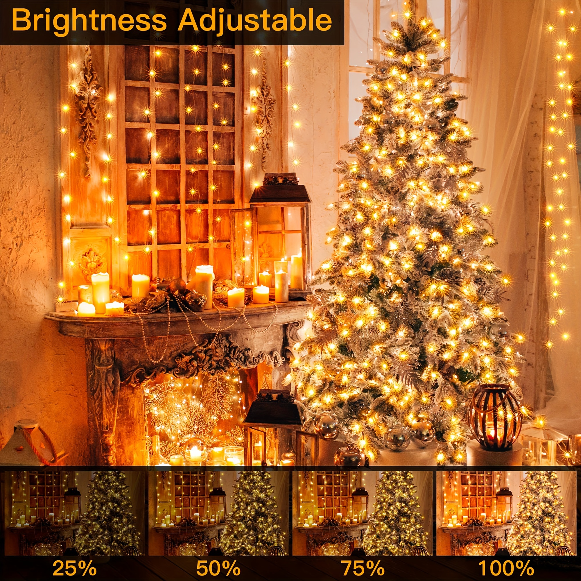 340 Feet 1000 LED Garden String Lights, Outdoor Waterproof Christmas Tree Lights, With 8 Modes Remote Timer, For Outdoor Indoor Christmas Decoration, Outdoor Multi-colored White Warm With Cable Tray, 7X12 Pure Copper Wire Color Box Packaging details 3