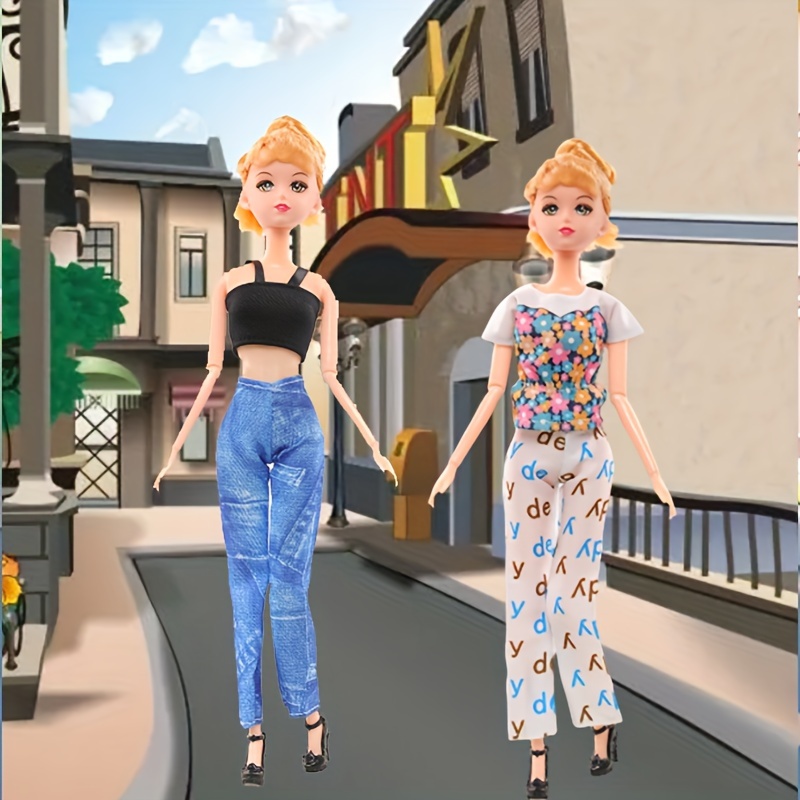 Clothes Dolls 2 Cool Sets Top Pants Pretty Dresses Game - Temu