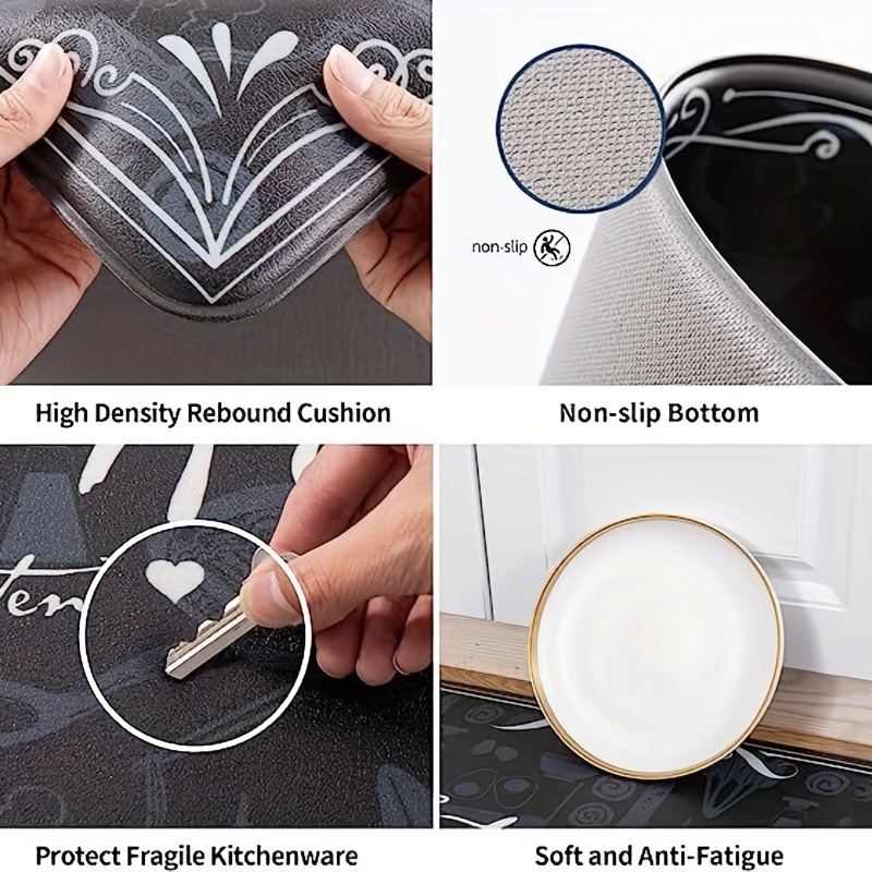 2pcs Absorbent Kitchen Rug Set Waterproof Anti Fatigue Runner Soft Carpet