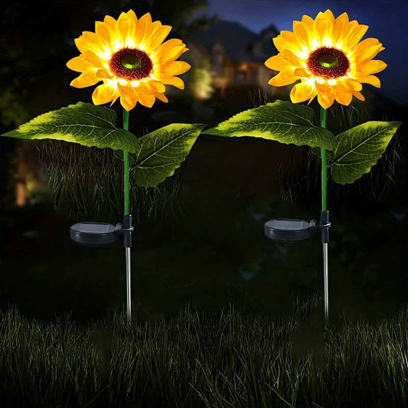 2pcs * Solar Lights Outdoor Waterproof, Automatic Charging Sunflower Solar  Simulation Flower Lights, Garden Solar Lights Decorative For Courtyards,  Backyards And Lawn 29.5''x5.9''