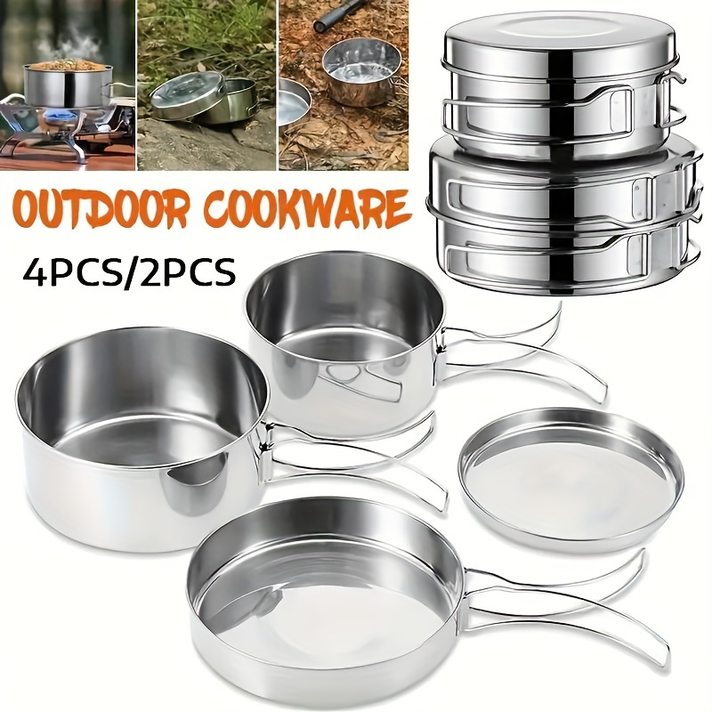 Outdoor Portable Camping Cookware Set, Stainless Steel