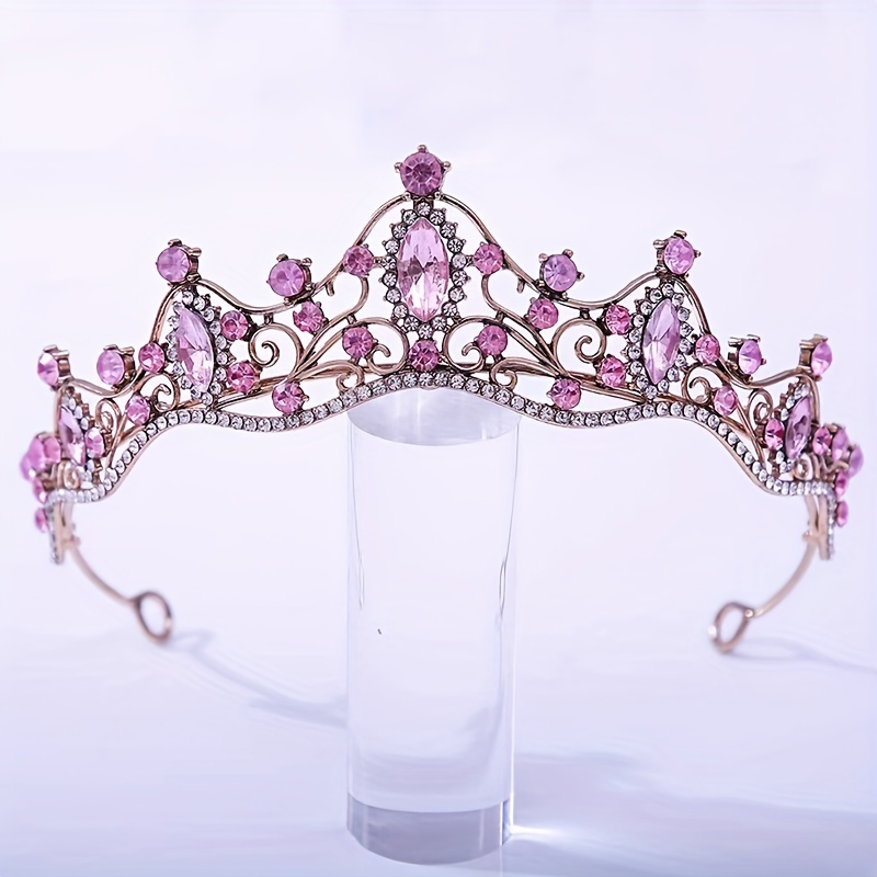 1 Pezzo Coroncina Principessa Cristallo Stile Barocco Retrò Per Bambine,  Versione Coreana Per Compleanno Delle Cute Bambine, Capelli Accessori Per  Scena Spettacolo (viola & Oro), Ideale Per Regali Alle Bambine