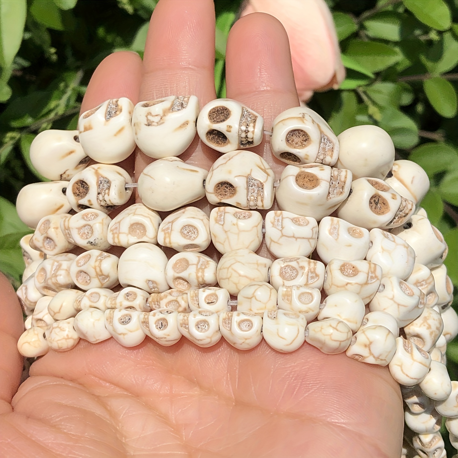 White Howlite Turquoise Skull Beads 6x8mm 8x10mm 10x12mm 18x23mm 15.5 –  CRC Beads