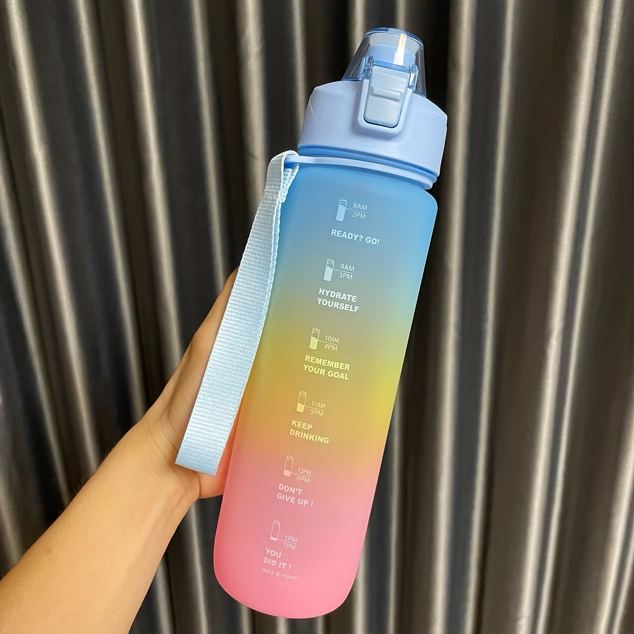 Motivational Sports Water Cup For Men & Women - Gradient Gradient Water  Bottle With Straw & Time Marker - - Leakproof & Portable - Perfect For  Outdoor Gym, Fitness, Hiking & Camping! - Temu