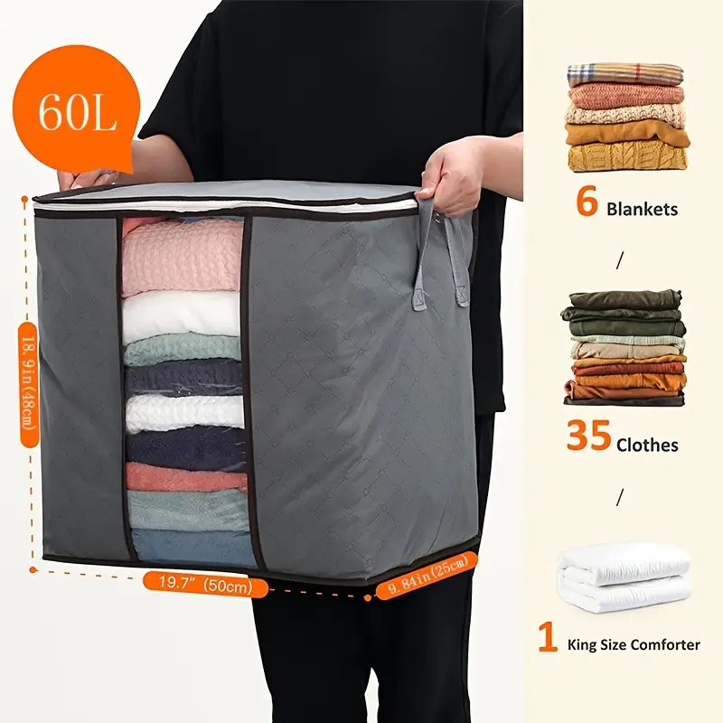 Clothes Storage Foldable Blanket Storage Bags Storage - Temu