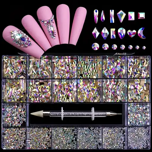  FRCOLOR 1 Set Jewlery Kit Bejeweled Kit Gems for Nails Nail Art  Rhinestones Nails Gems Nail Supplies Kit Nail Gems Jewelry Kit Nail  Rhinestones for Gel Nails Suite 3D Metal Manicure 