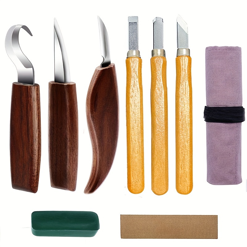 1/2/3/5/10PCS DIY Wood Carving Set Woodworking Hand Tools Kit Carving  Chisel Sharp Hand Carving Chisel Knife Wood Carving Sculptural Spoon  Carving Cutter with bags