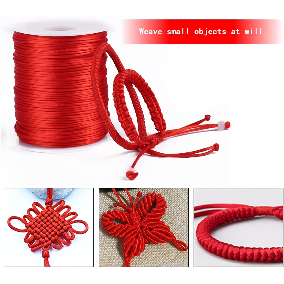 Hight Quality Red DIY Tassels Braided Beading String Satin Weave