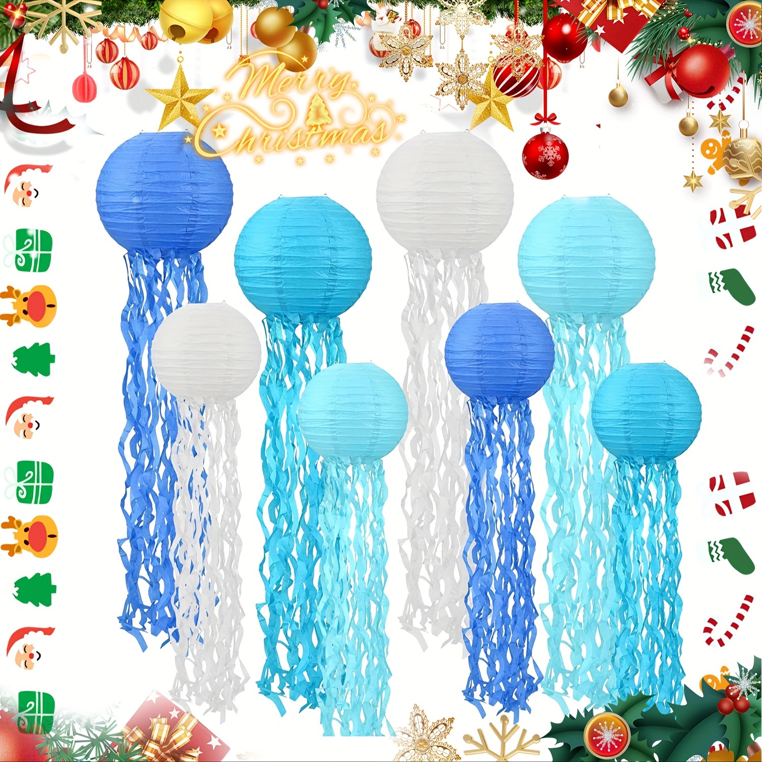 4 Pcs Jelly Fish Light Lamp,Hanging Ceiling Decor for Kids Room, Jelly Fish  Party Underwater Decorations,Gift for Birthday Valentine's Day Christmas