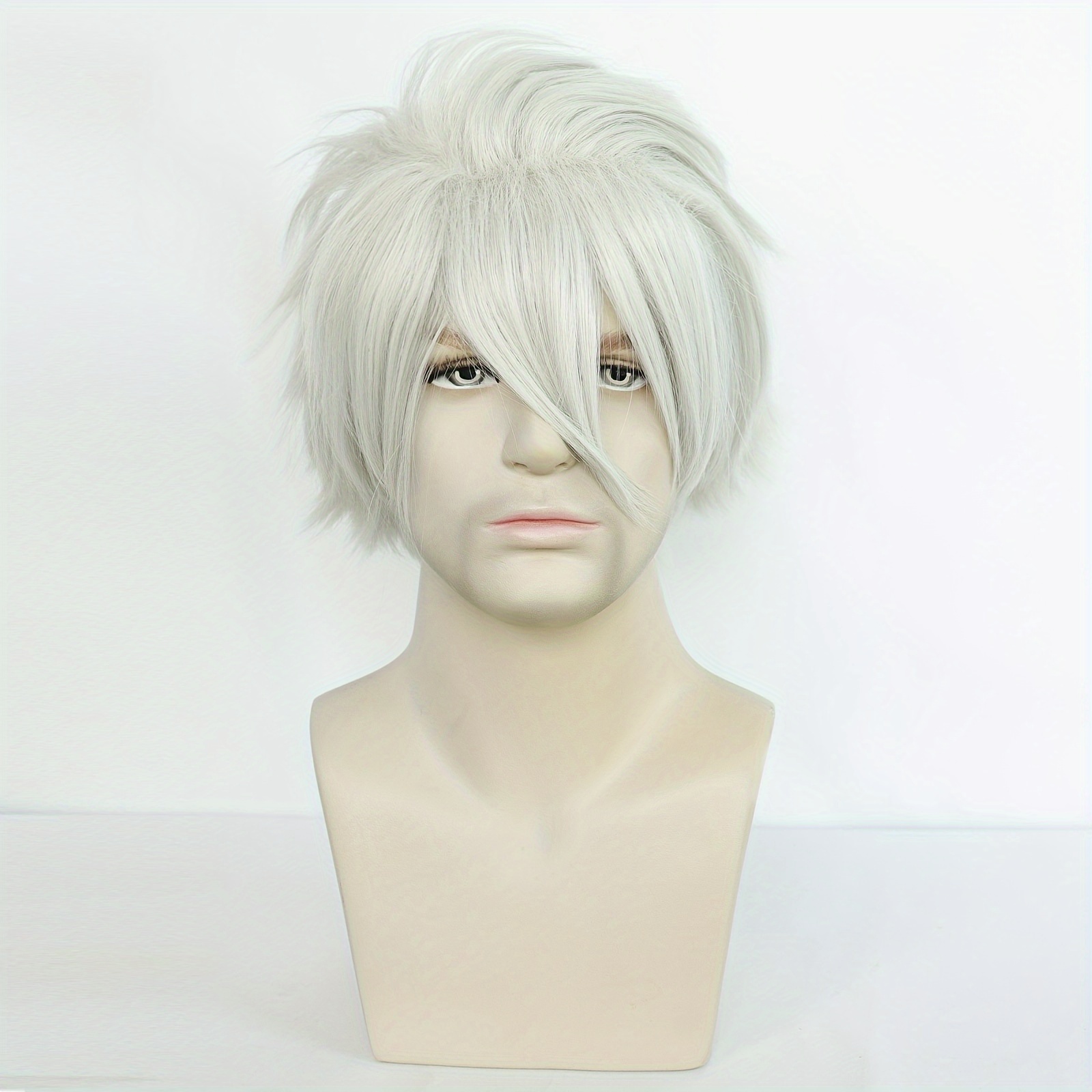 Short Silvery Wig Anime Cosplay Wig Synthetic Wig Men Temu