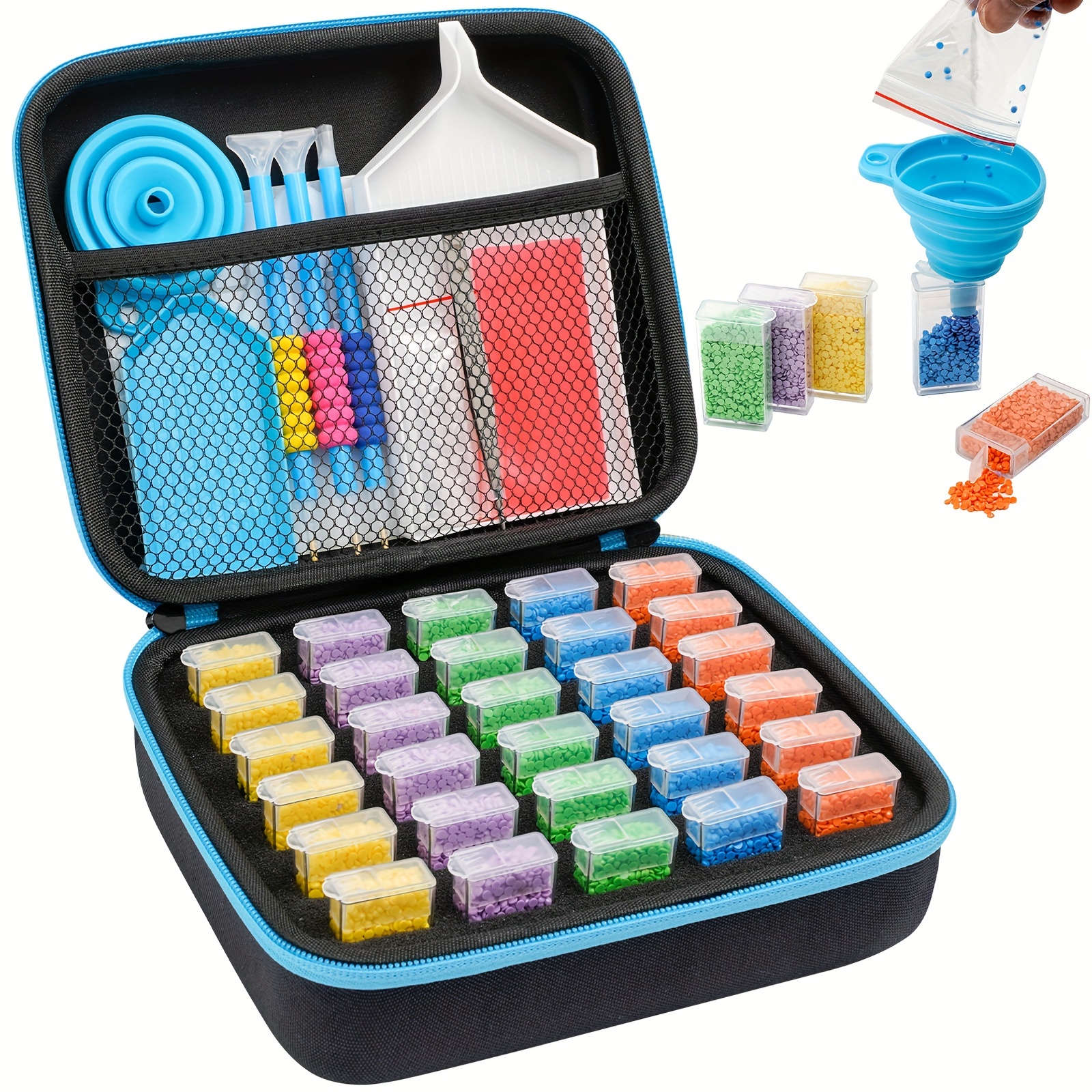 Storage Container Tools Kit With 60/30 Small Round Botles, Diamond Painting  Accessories Organizer, Diy Diamond Art Rhinestone Bead Storage Container  With Tools, Gift For Halloween Christmas (box With Cartoon Mermaid Seascape  Pattern) 
