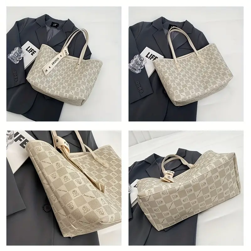 Vintage Geometric Print Tote Bag Retro Large Capacity Satchel Bag Womens  Handbag Commuter Shoulder Purse - Bags & Luggage - Temu