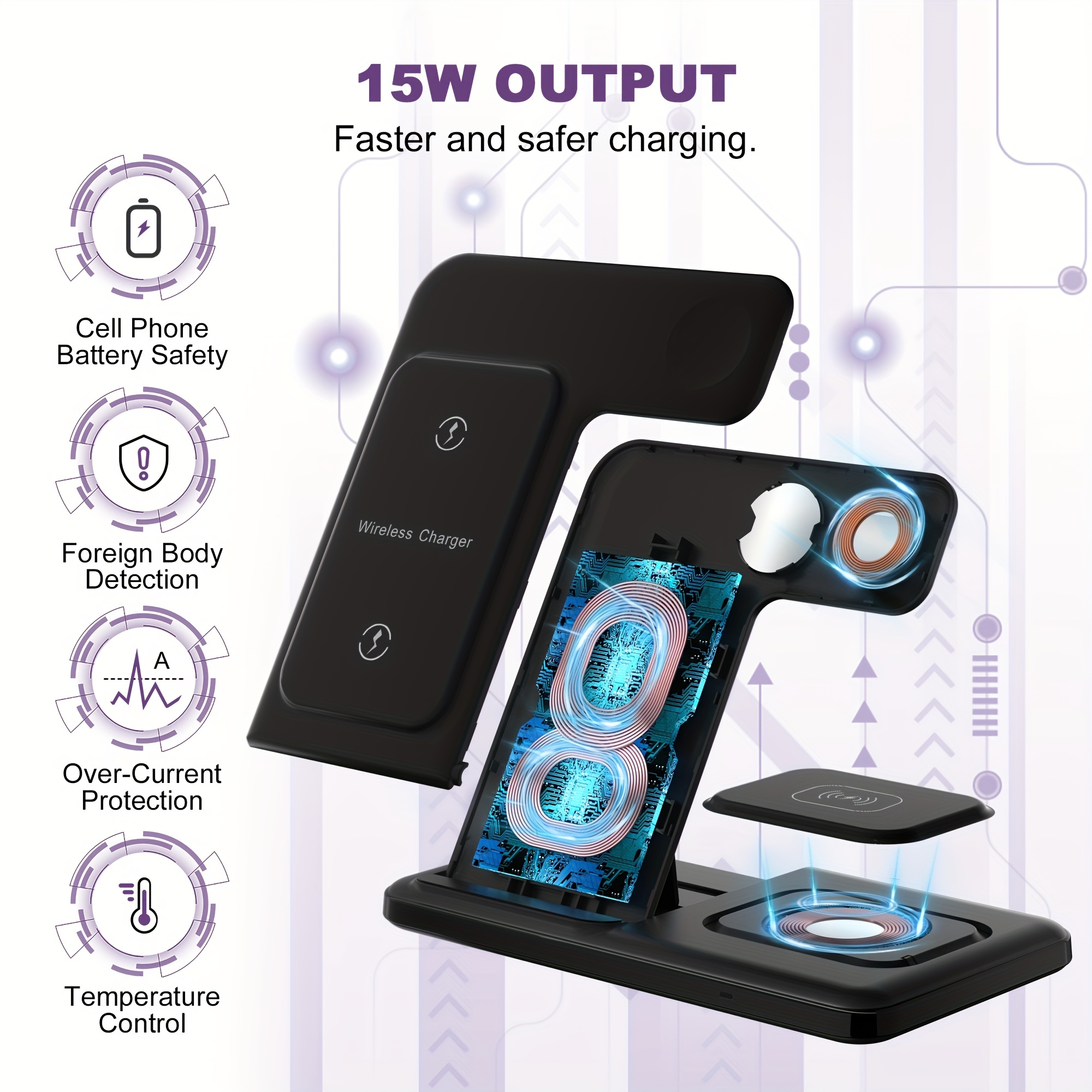 1 Foldable Wireless Charger Fast Wireless Charging Station - Temu