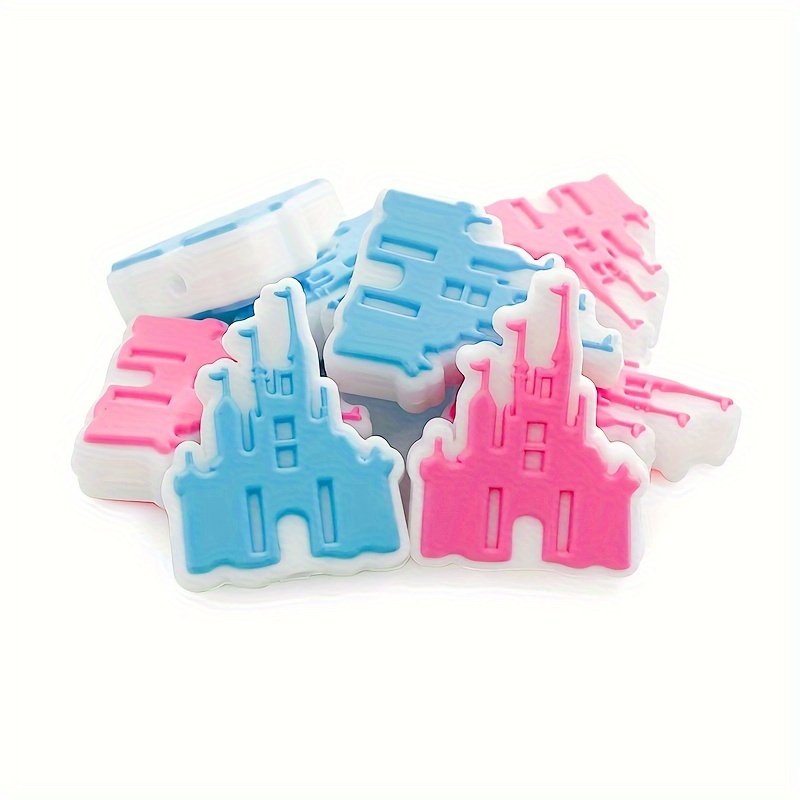 

10pcs Castle Silicone Focal Shaped Beads For Jewelry Making Diy Pens Character Decors Key Bag Chain Necklace Bracelet Lanyard Creative Craft Supplies