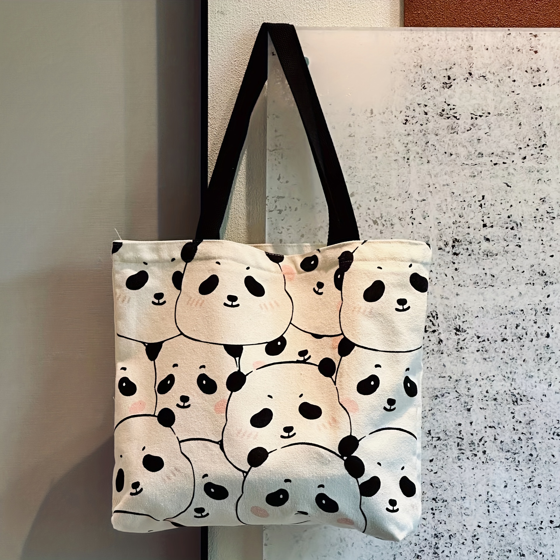 Cartoon Bear & Plaid Print Shoulder Bag, Canvas Handbag For School, Women's  Versatile Shopper Bag - Temu