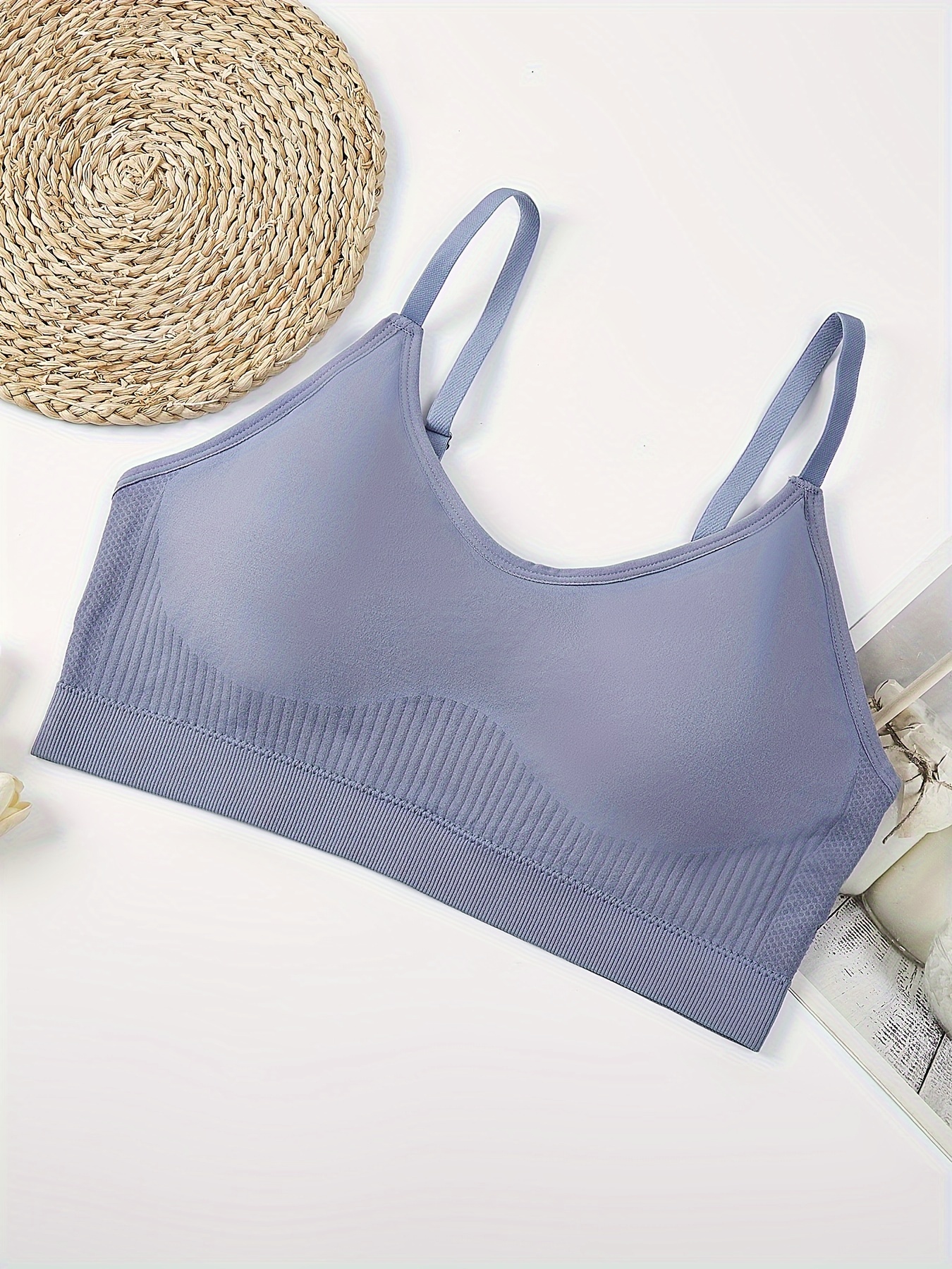 Plus Size Simple Ribbed Padded Bralette