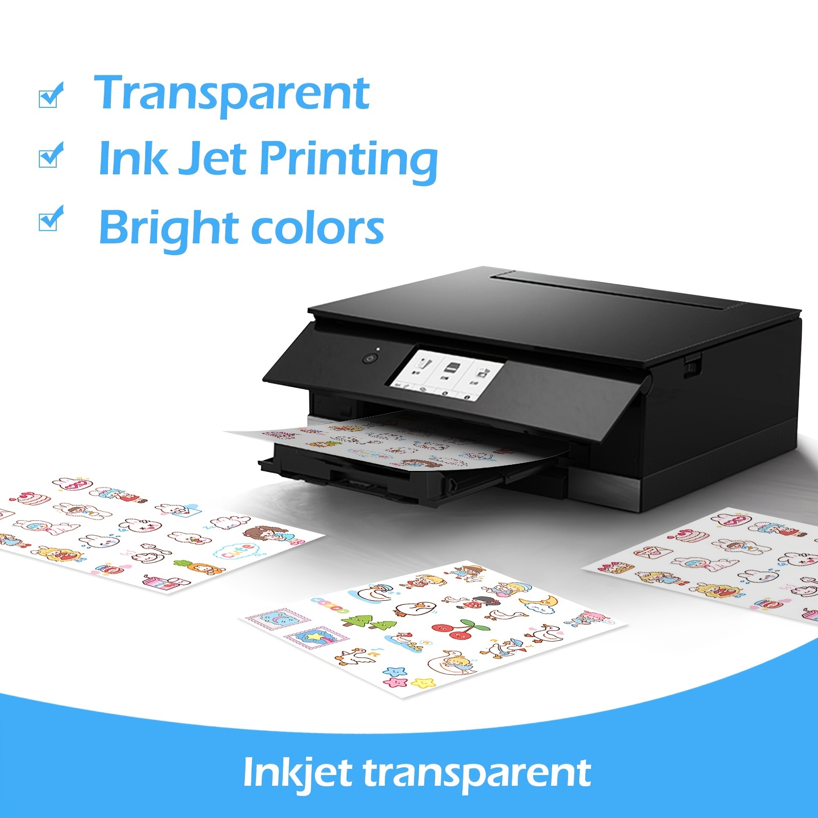 6 pegatinas transparentes adhesivos imprimibles de inyección de