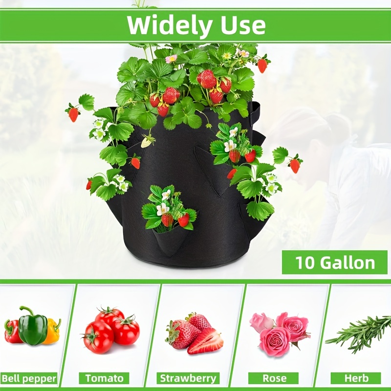 Grow Bags Strawberry Planter Bags With Handles Heavy Duty - Temu