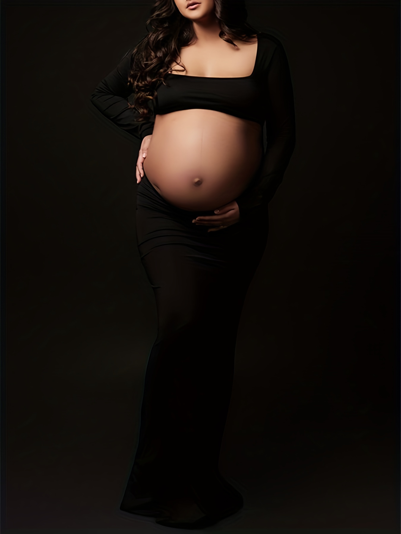 Maternity Cut Out Backless Maxi Dress for Photoshoot