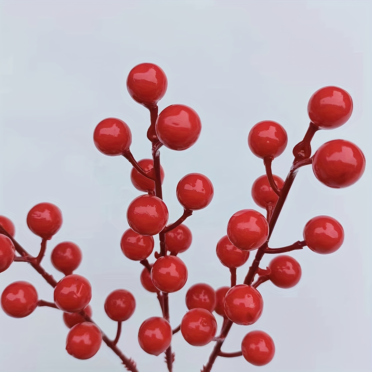 Artificial Holly Berry Stems Glitter Fake White Berries - Temu