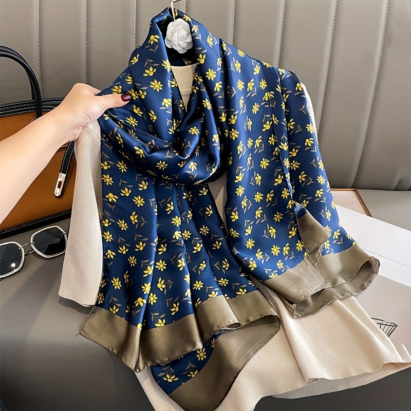 Leopard Print Satin Scarf Classic Oil Painting Pattern Shawl